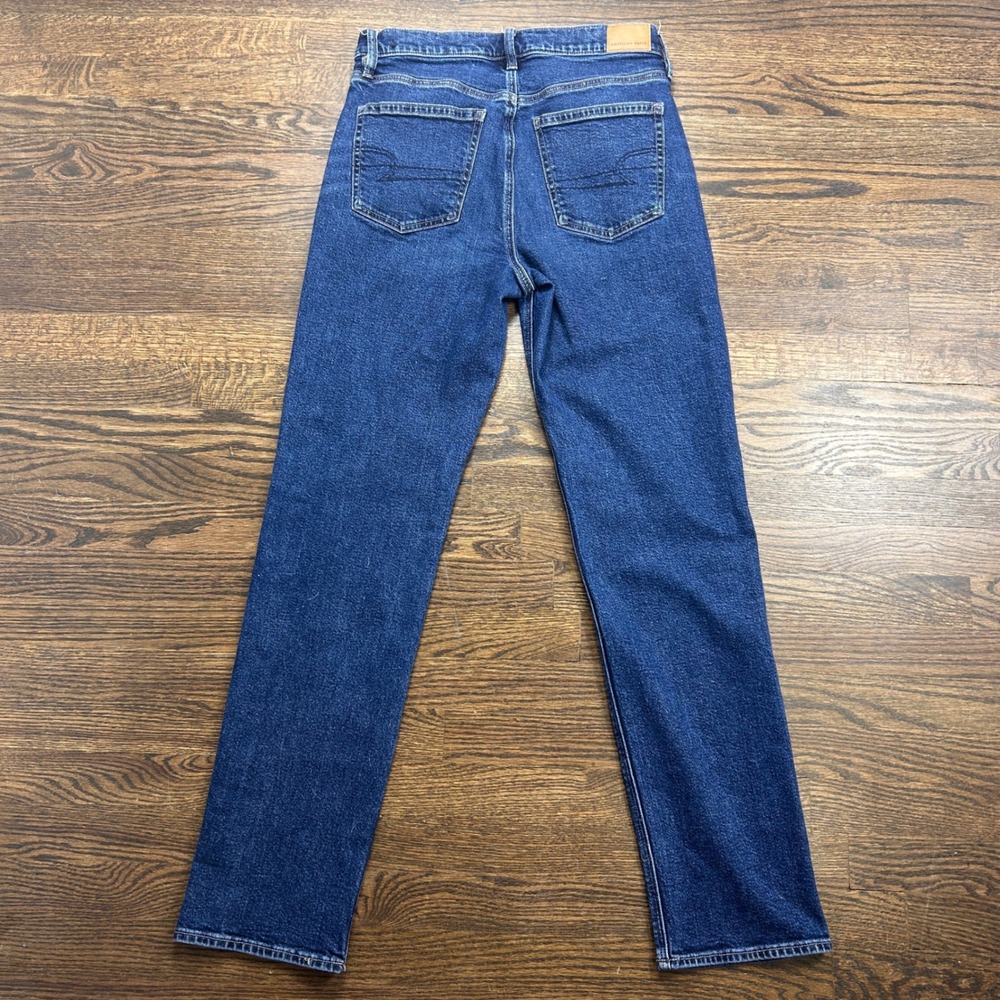 American Eagle Super High Rise Straight Jeans Womens 8 Blue Stretch Denim - Picture 11 of 12